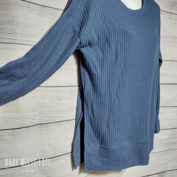 NWT Planet Gold Tunic Sz Small Long Sleeve Blue Waffle Weave - Picture 11 of 11